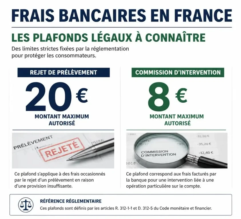 Plafonds légaux des frais de rejet de prélèvement bancaire en France